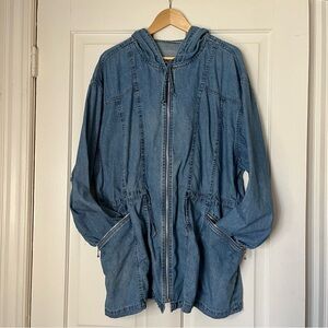 Vintage Oversized Y2K Blue Denim Hooded Jacket | 2X